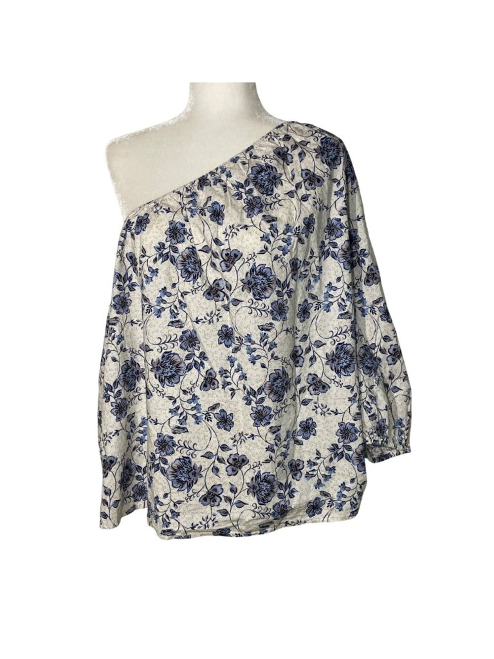 J. Jill One‎ Shoulder Floral Top Sz 2X Lightweight Summer Cotton Blend